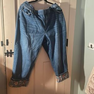 Lane Bryant floral cuff jeans